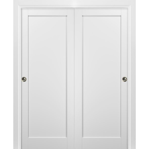 Sartodoors Closet Bypass Interior Door, 48" x 80", White QUADRO4111DBD-WS-48